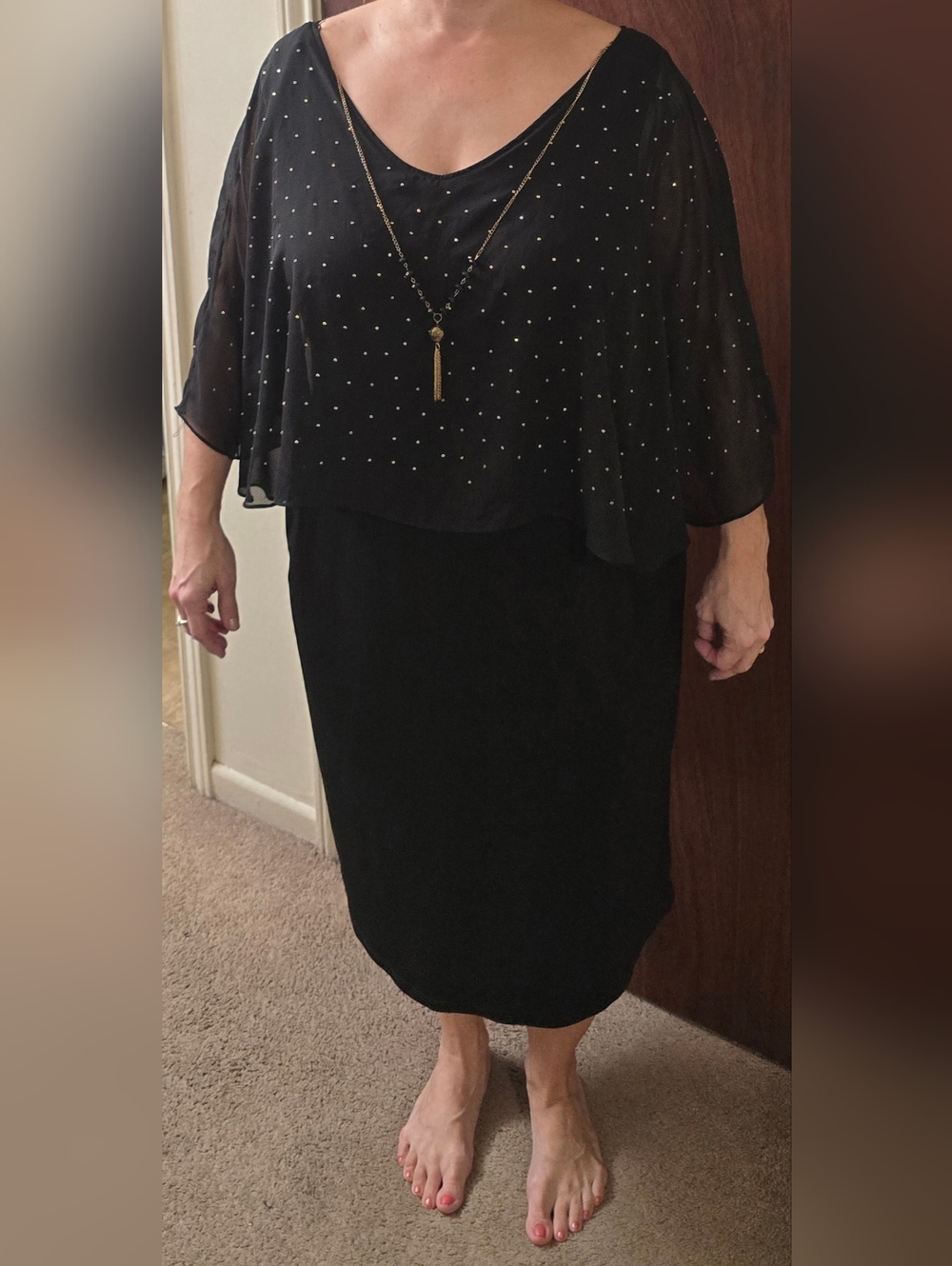 Black Chiffon Overlay Dress w/ Subtle Sparkle • Flowy & Flattering • Dressy